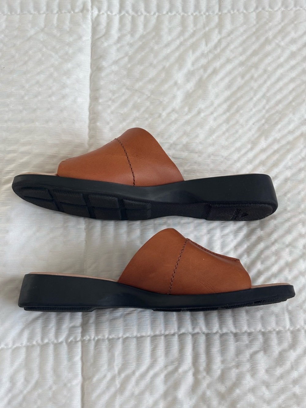 Dockers Womens Leather Slide Sandals Brown Size 6.5 Comfort Casual Summer - Picture 4 of 7